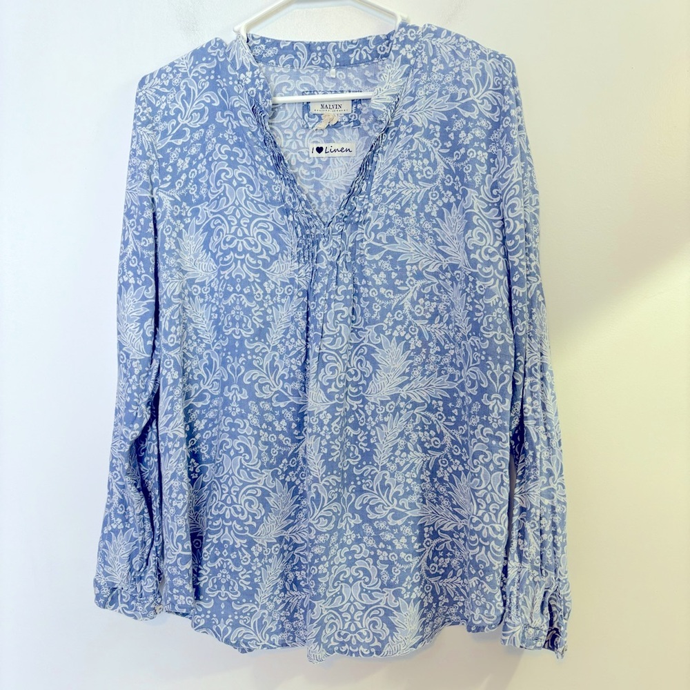 Malvin Hamburg Germany Linen Floral Top